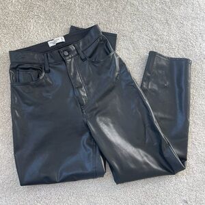 Abercrombie Ankle Straight Ultra High Raise Leather Pants